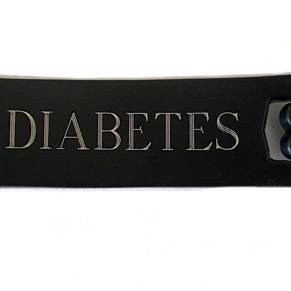 NEW! DIABETES Black Stainless Link Medical ID Bracelet - Picture 2 of 2